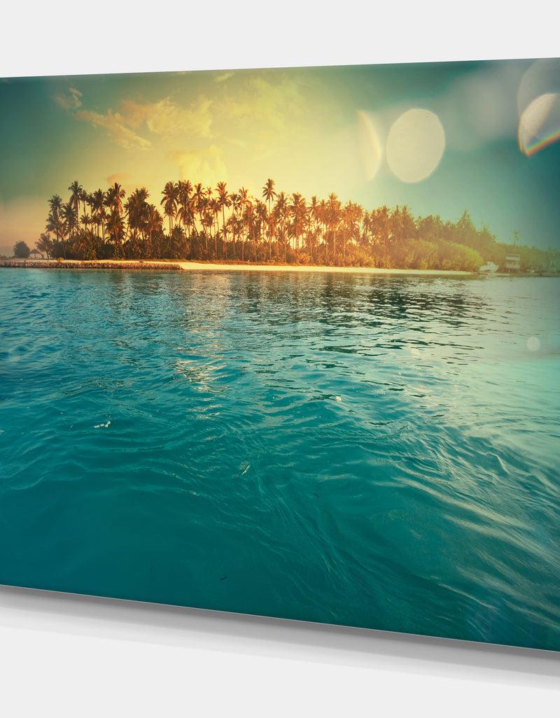 DesignQ Serenity Tropical Beach - Landscapes Sea & Shore Photographic On Wrapped Canvas