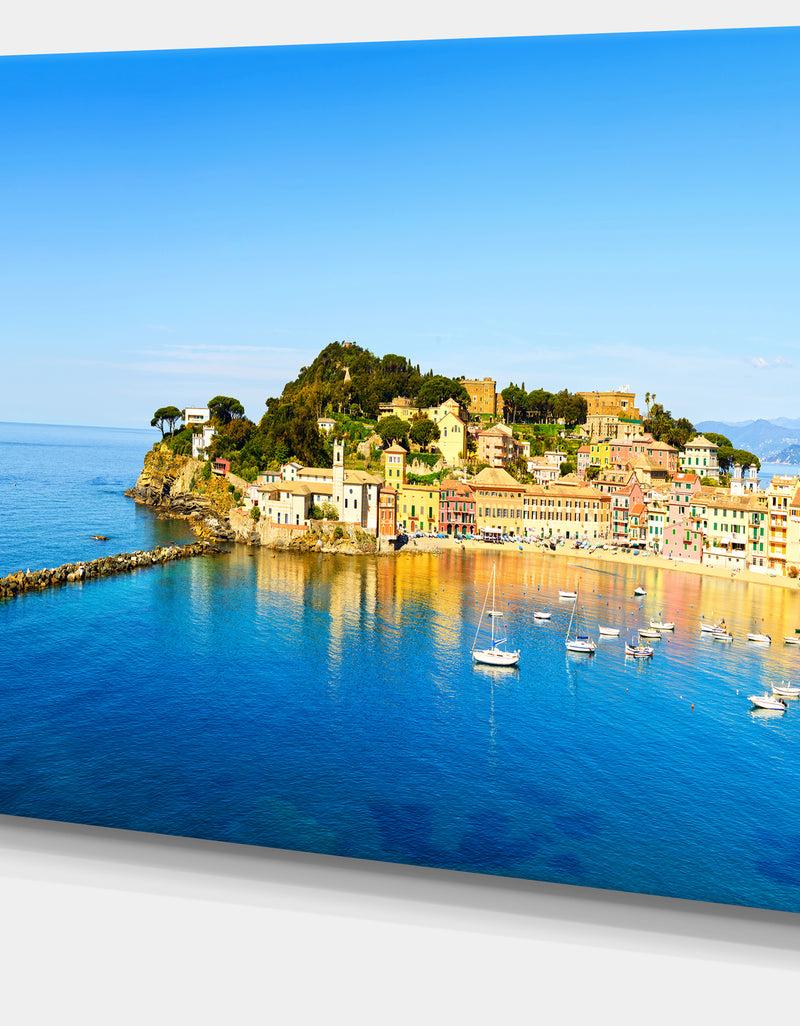 DesignQ Sestri Levante Silence Bay Sea - Extra Large Seashore Canvas Art