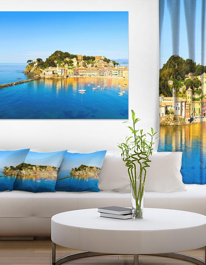 DesignQ Sestri Levante Silence Bay Sea - Extra Large Seashore Canvas Art