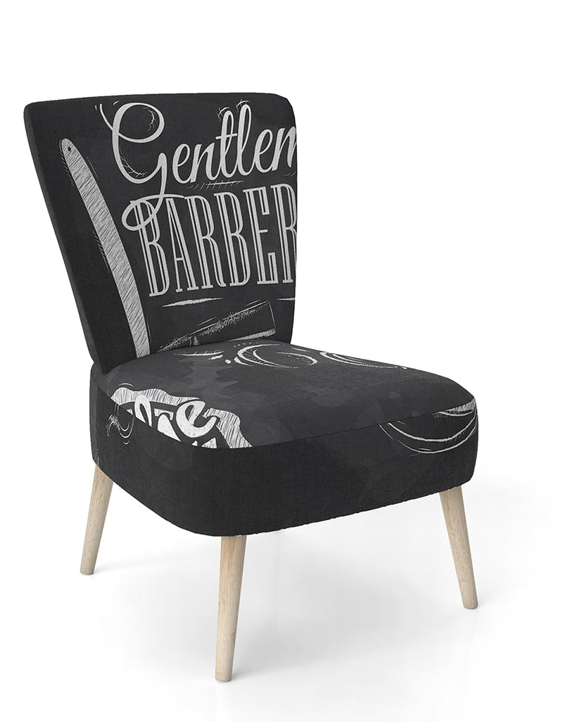 DesignQ Set Barbershop - Upholstered Mid-Century Accent Chair