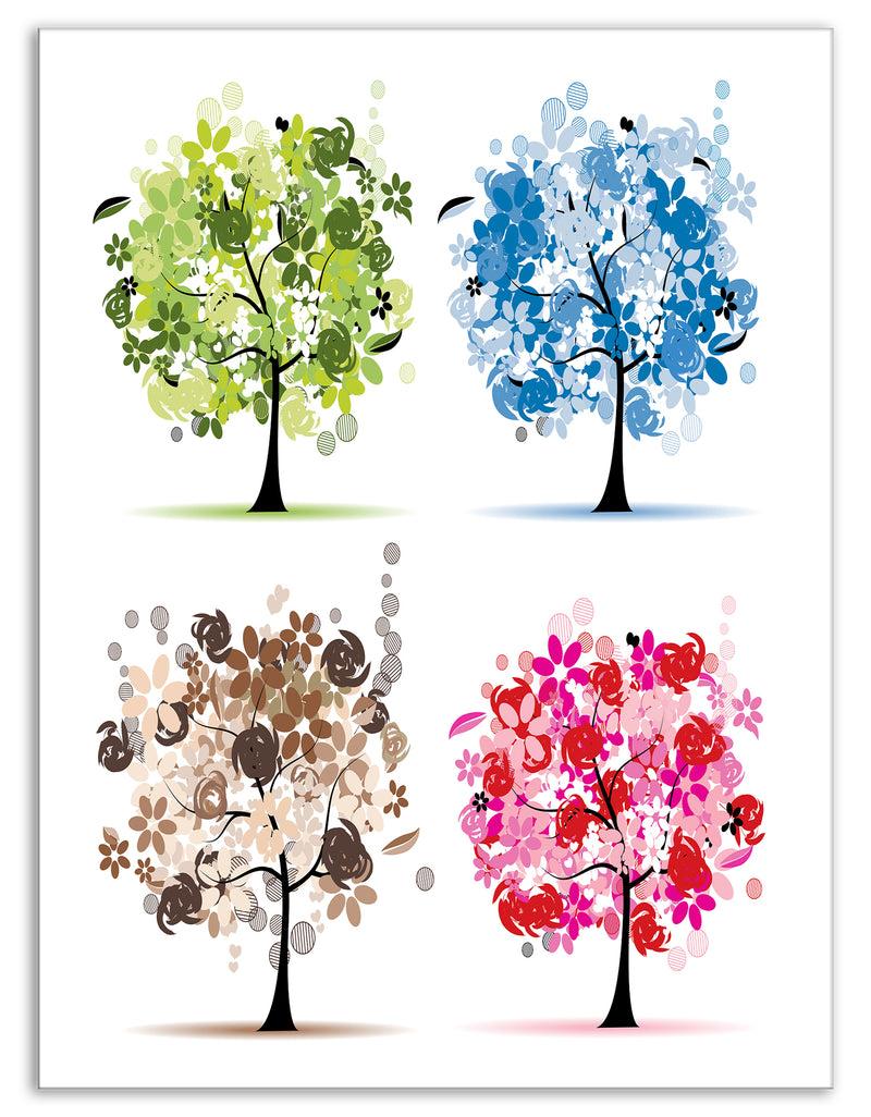 DesignQ Set Of Floral Trees - Floral Canvas Art Print