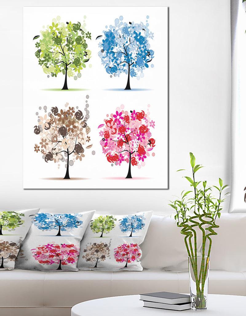 DesignQ Set of Floral Trees - Floral Canvas Art Print