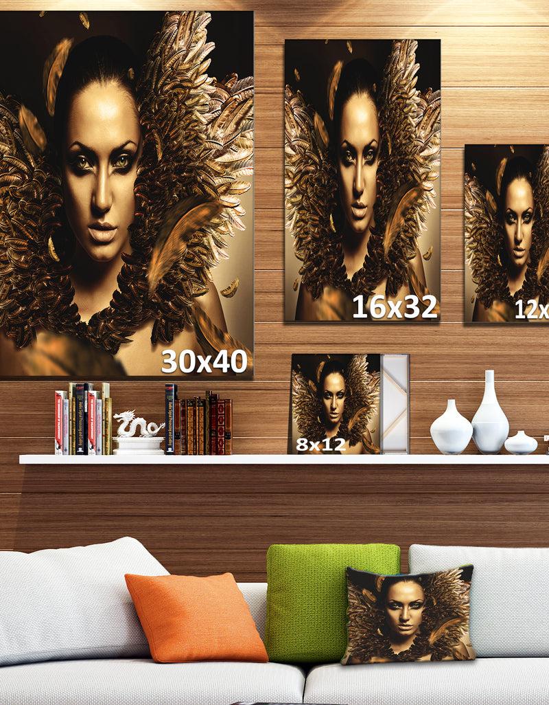 DesignQ Sexy Brunette - Digital Art Portrait Canvas Print