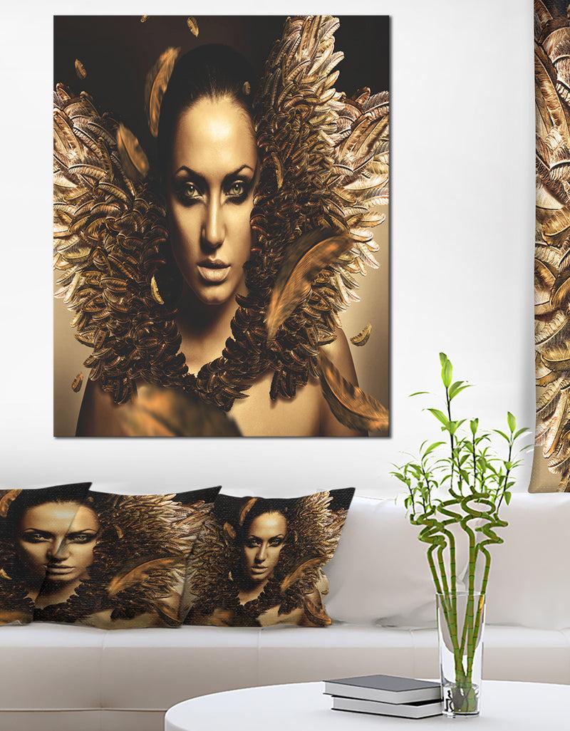 DesignQ Sexy Brunette - Digital Art Portrait Canvas Print