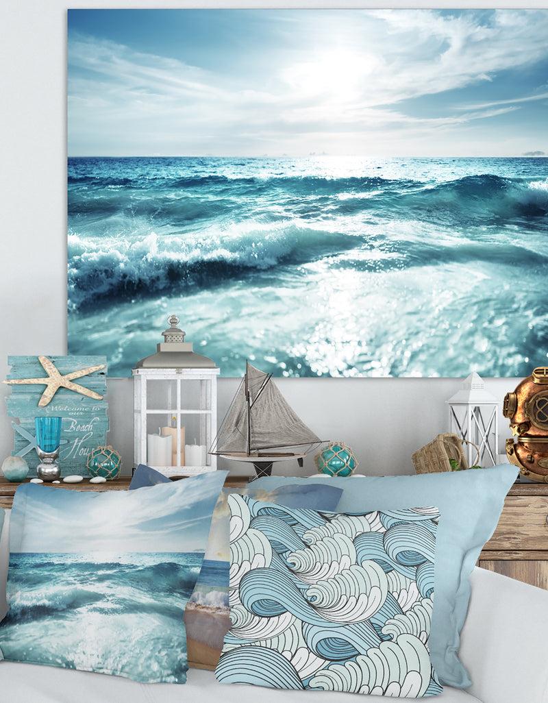 DesignQ Seychelles Beach at Sunset - Seashore Canvas Wall Artwork