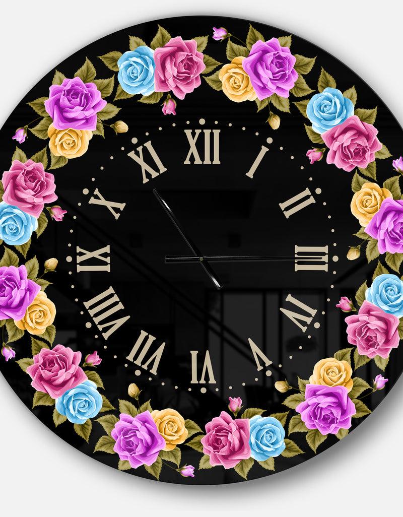DesignQ Shabby Chic Vintage Rose - Oversized Farmhouse Wall CLock