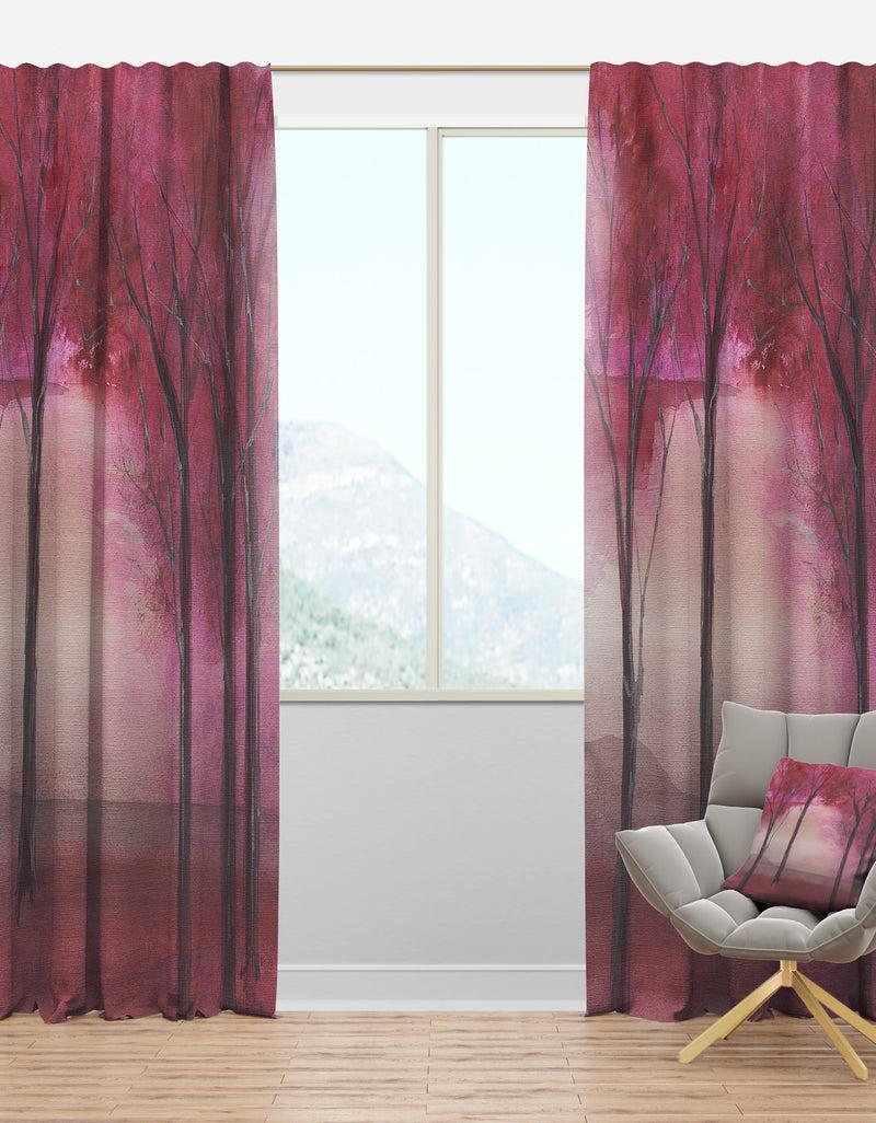 DesignQ Shabby Pink Under the Trees - Shabby Chic Curtain Panels