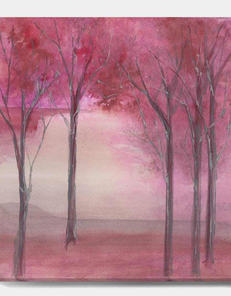 DesignQ Shabby Pink Under The Trees - Shabby Chic Premium Canvas Wall Art