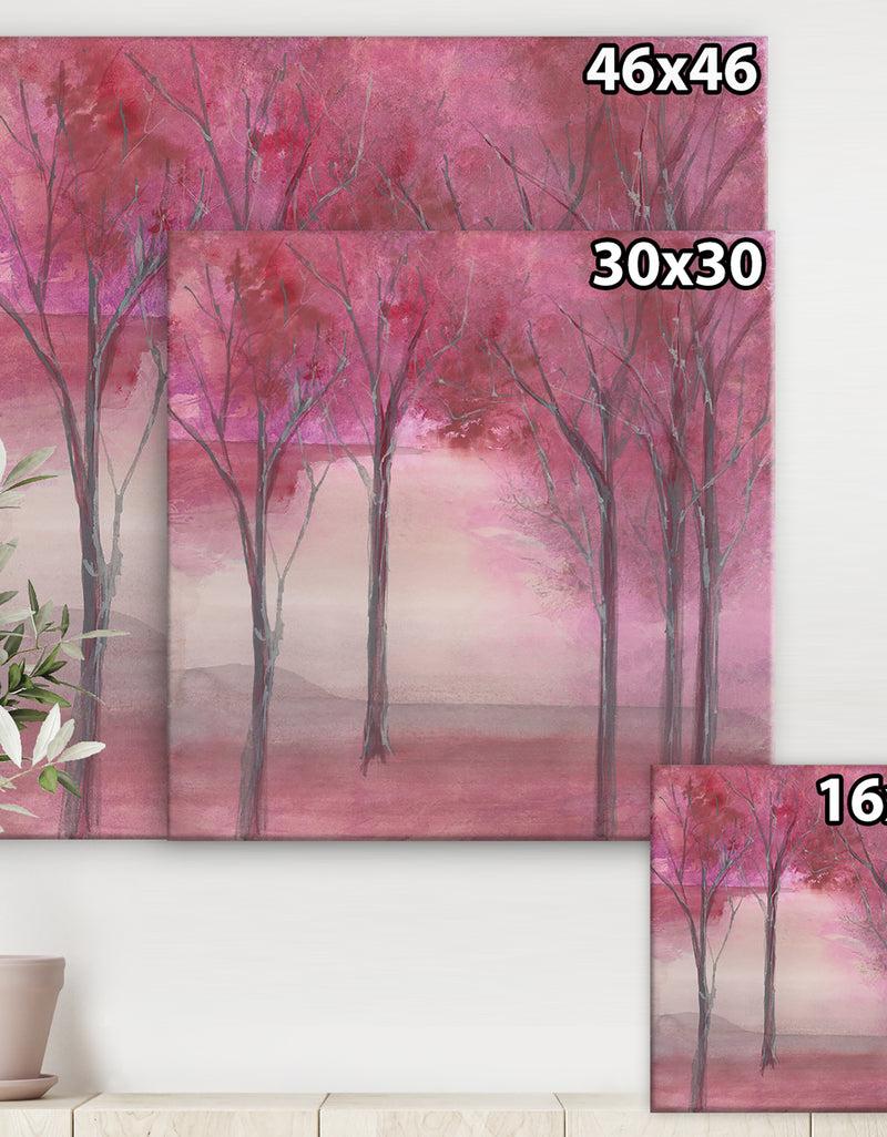 DesignQ Shabby Pink Under The Trees - Shabby Chic Premium Canvas Wall Art