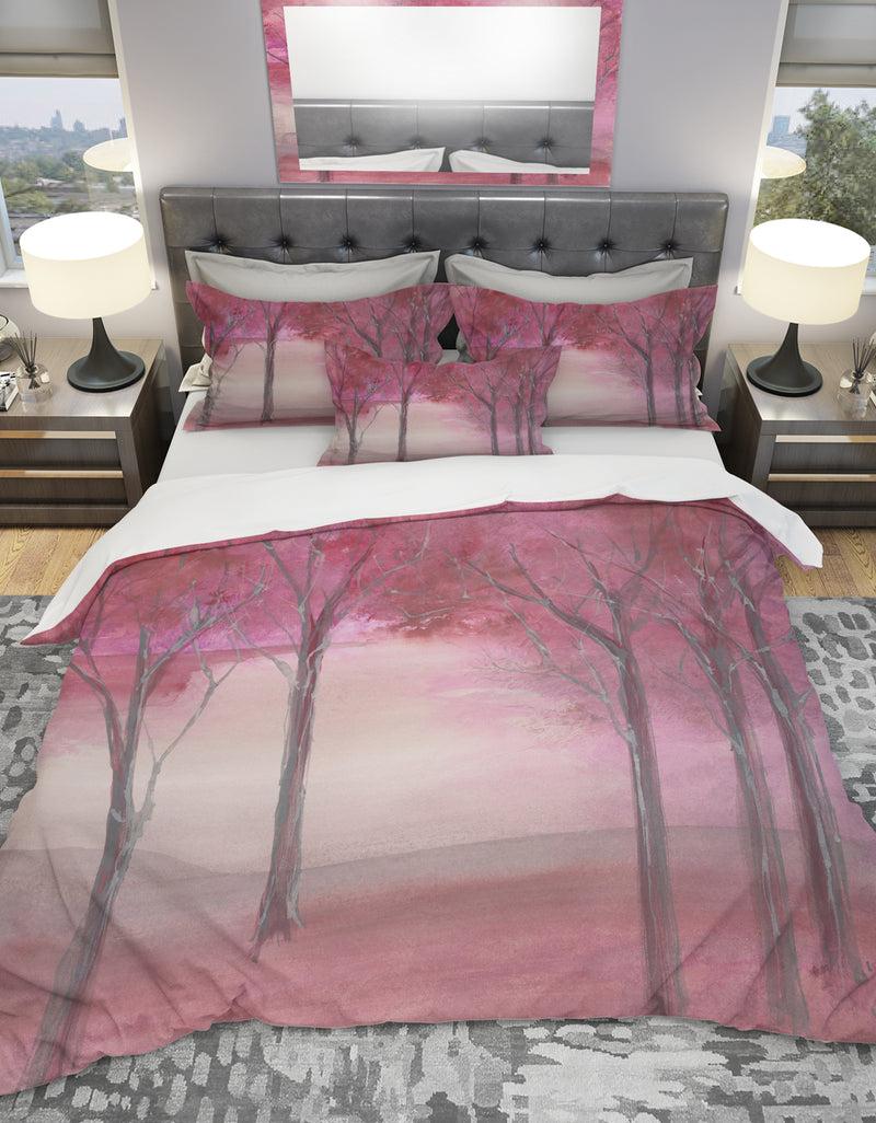 DesignQ Shabby Pink Under the Trees - Shabby Duvet Cover Set