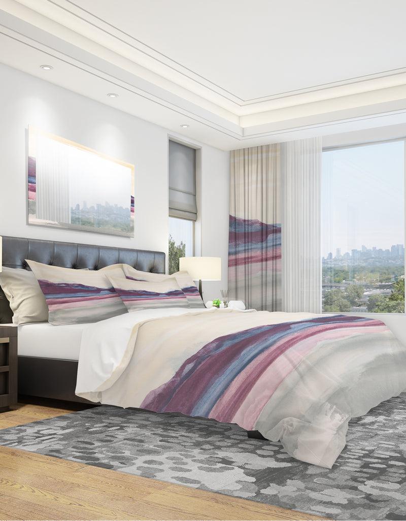 DesignQ Shabby Watercolor On Purple I - Shabby Duvet Cover Set