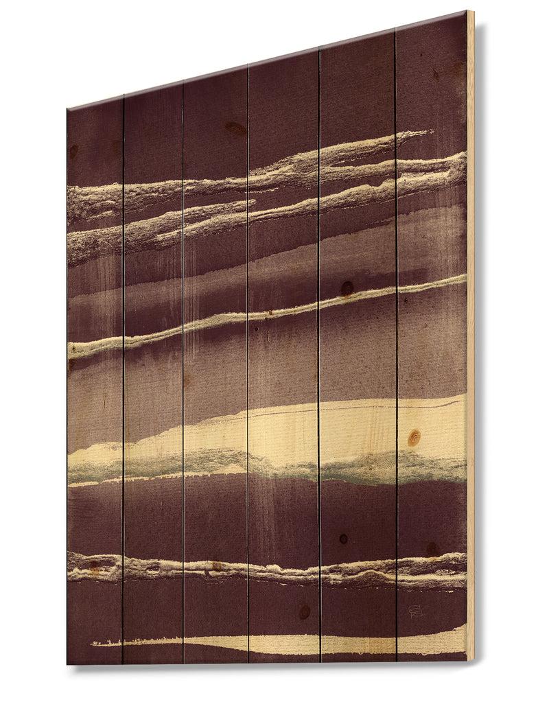 DesignQ Shabby Watercolor On Purple IV - Shabby Chic Print On Natural Pine Wood