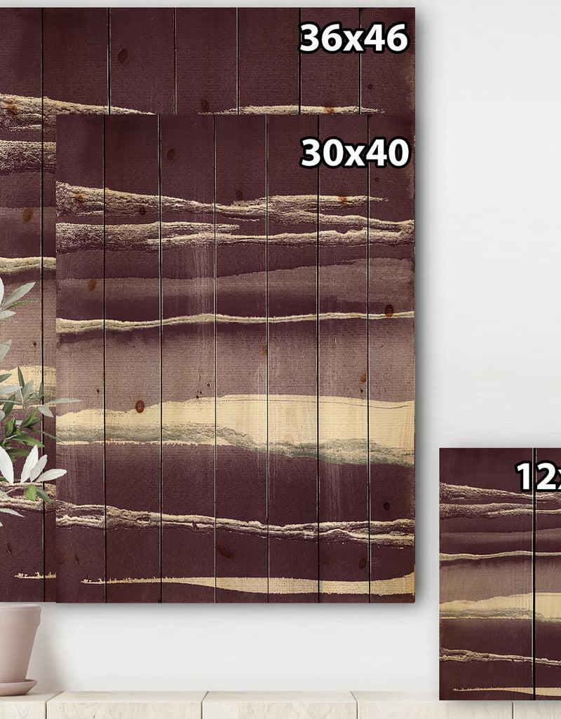 DesignQ Shabby Watercolor On Purple IV - Shabby Chic Print On Natural Pine Wood