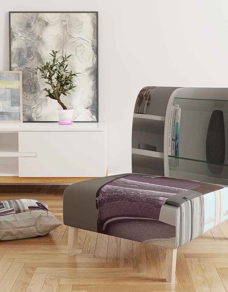 DesignQ Shabby Watercolor On Purple IV - Upholstered Shabby Chic Accent Chair