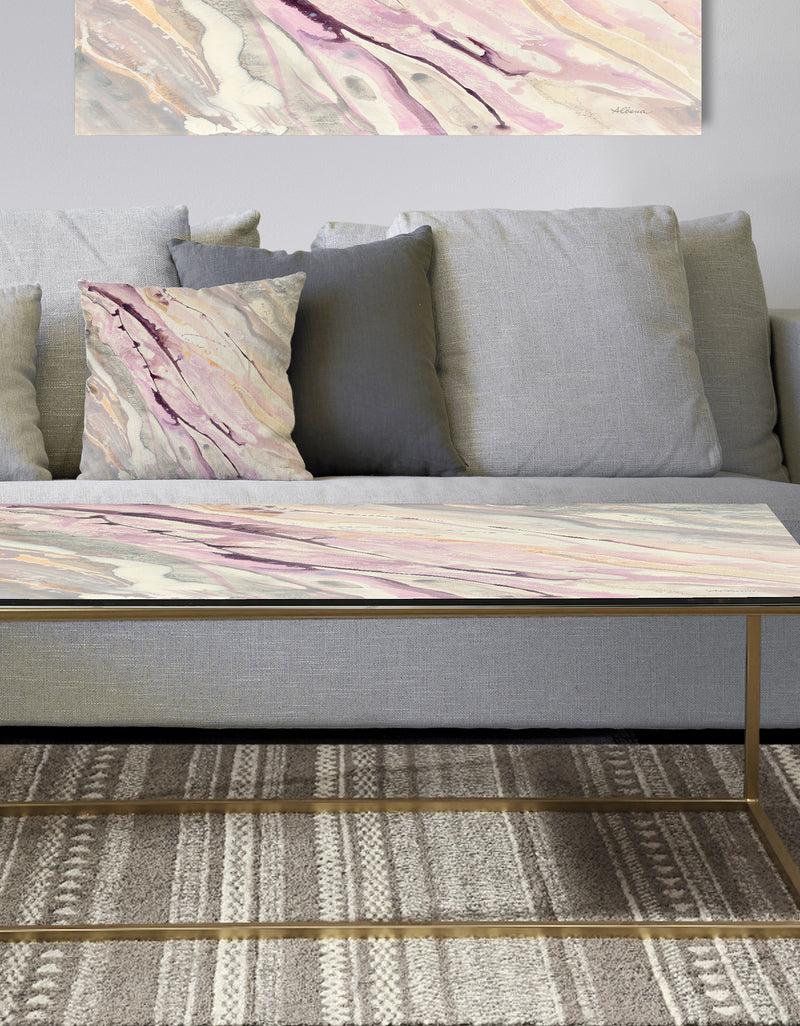 DesignQ Shaby Pink Marble - Metal Transitional Coffee Table