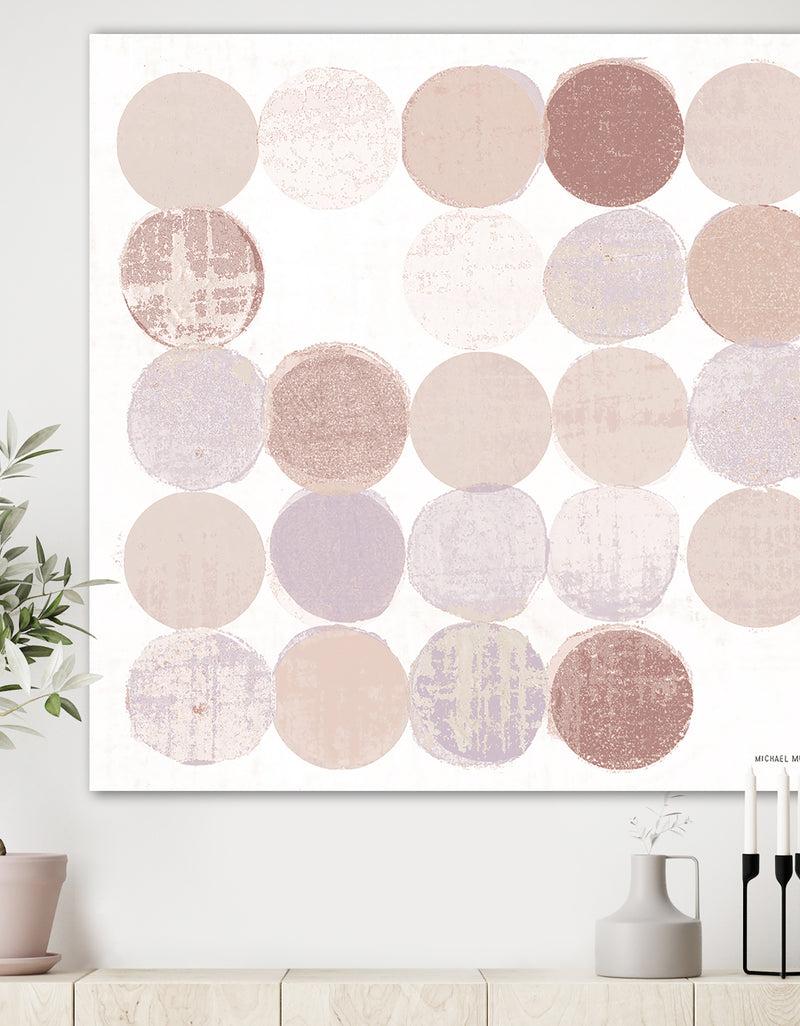 DesignQ Shade of Pink Geometric Dots I - Abstract Gallery-wrapped Canvas