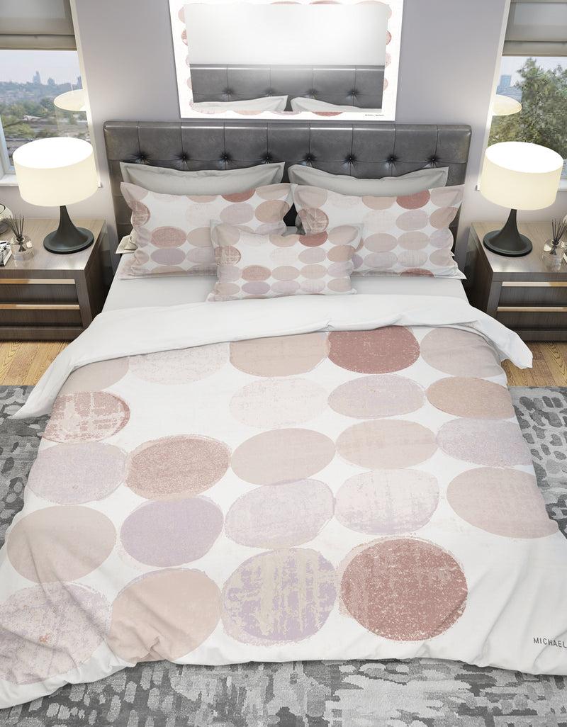 DesignQ Shade of Pink Geometric Dots I - Geometric Duvet Cover Set