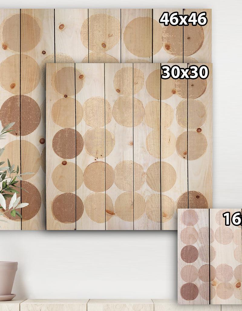 DesignQ Shade Of Pink Geometric Dots II - Abstract Print On Natural Pine Wood