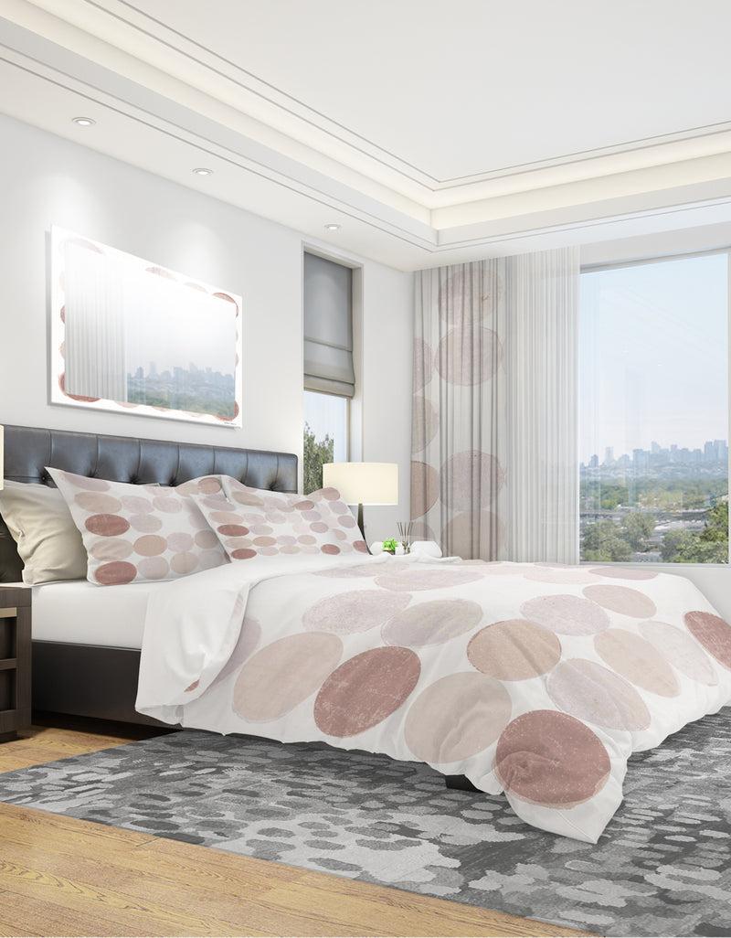 DesignQ Shade Of Pink Geometric Dots II - Geometric Duvet Cover Set