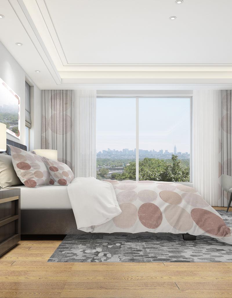 DesignQ Shade Of Pink Geometric Dots II - Geometric Duvet Cover Set