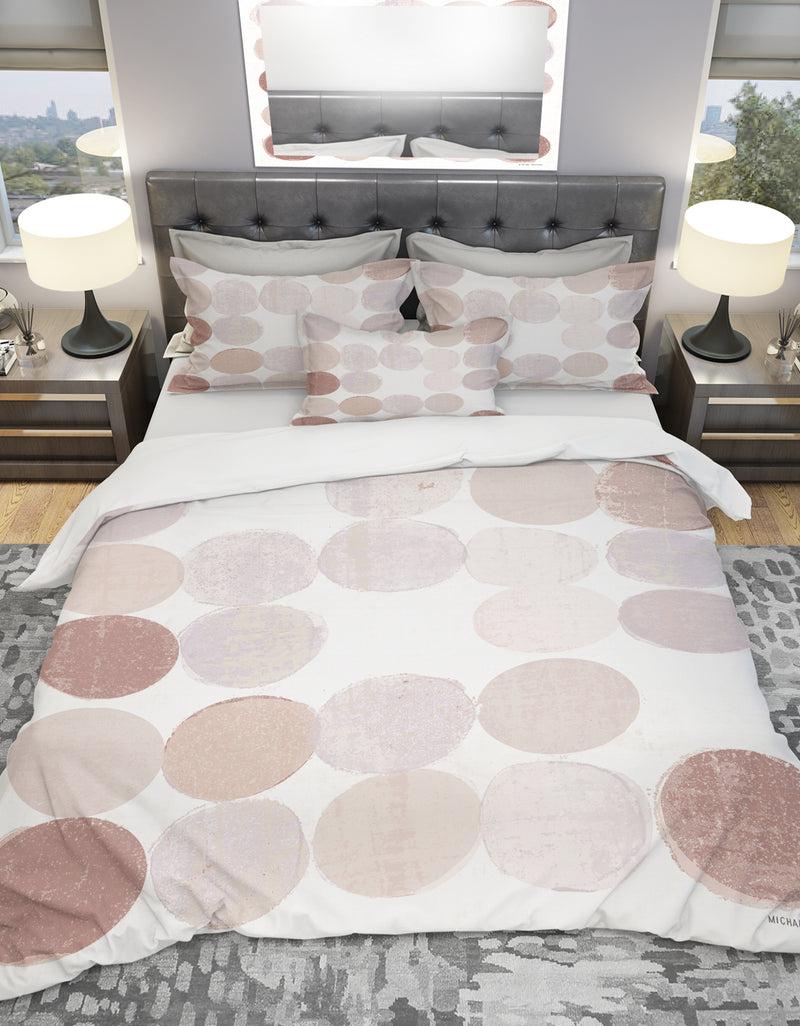 DesignQ Shade of Pink Geometric Dots II - Geometric Duvet Cover Set