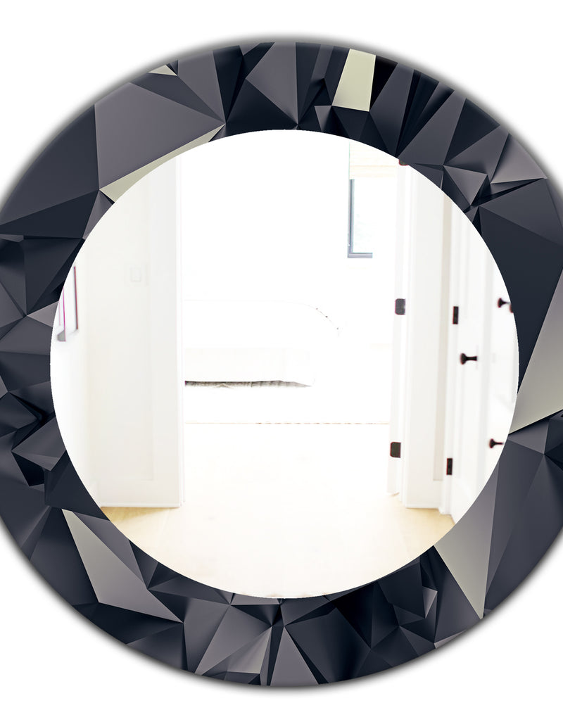 DesignQ Shades Of Black - Modern Mirror - Oval Or Round Wall Mirror