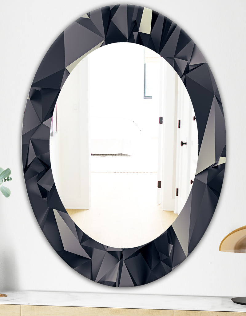 DesignQ Shades Of Black - Modern Mirror - Oval Or Round Wall Mirror