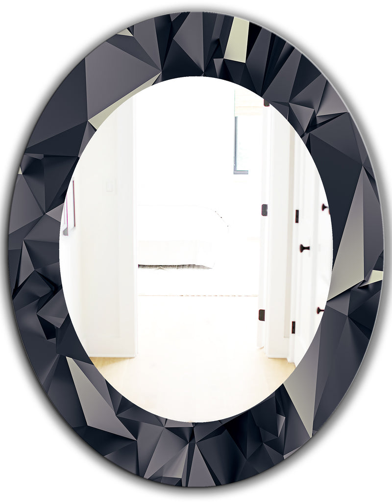DesignQ Shades Of Black - Modern Mirror - Oval Or Round Wall Mirror