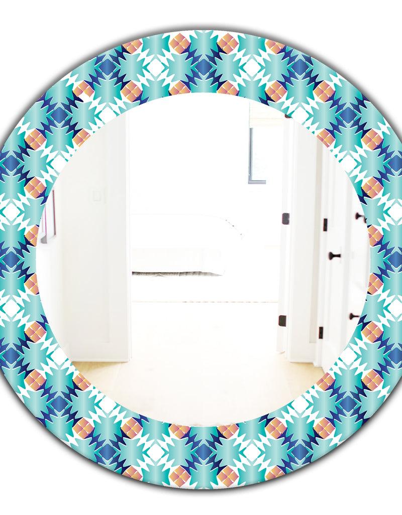 DesignQ Shades Of Blue - Mid-Century Mirror - Oval Or Round Wall Mirror
