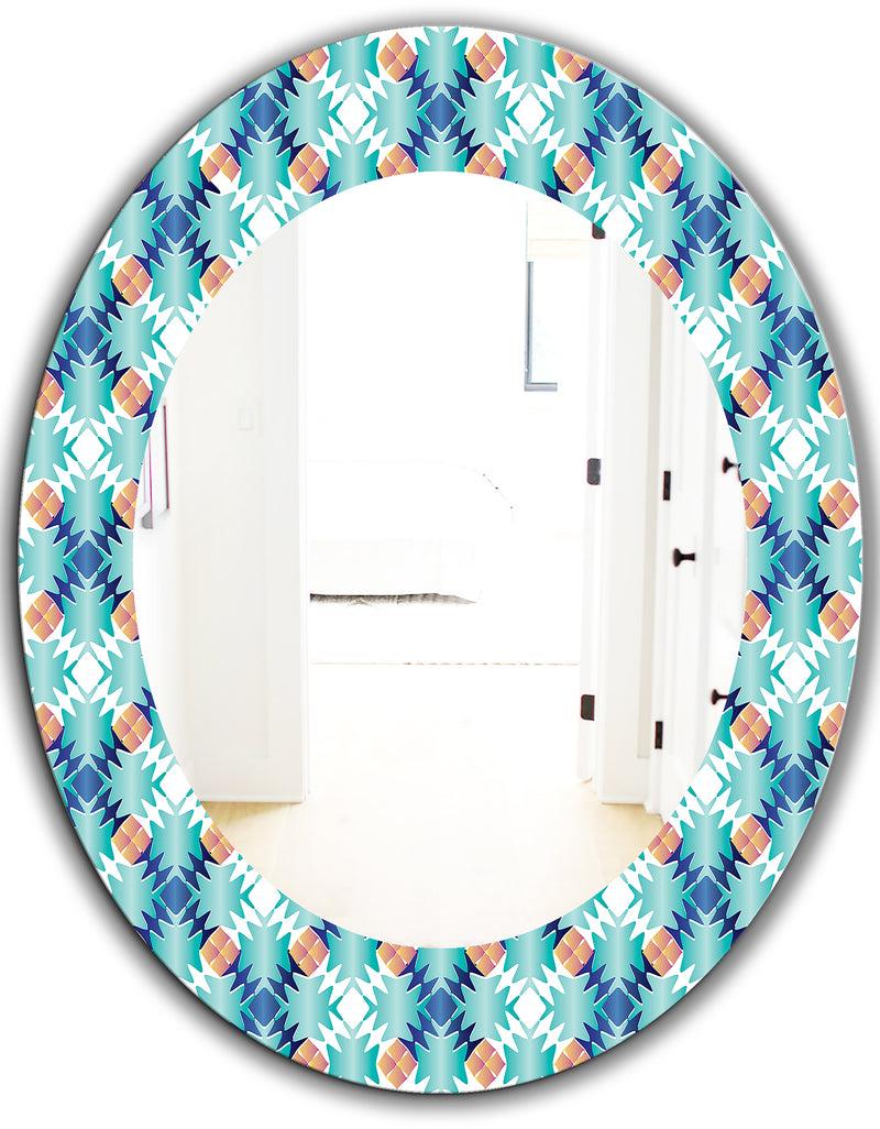 DesignQ Shades Of Blue - Mid-Century Mirror - Oval Or Round Wall Mirror