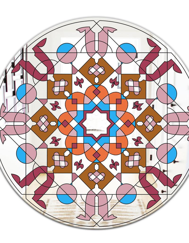 DesignQ Shades Of Red Glass - Mid-Century Mirror - Oval Or Round Wall Mirror