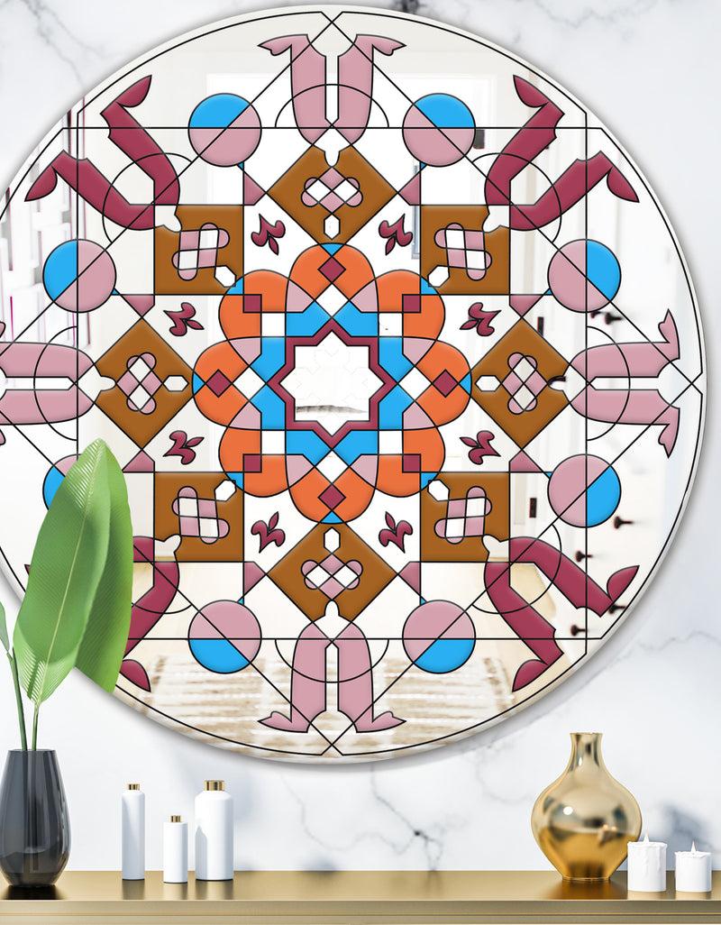 DesignQ Shades Of Red Glass - Mid-Century Mirror - Oval or Round Wall Mirror