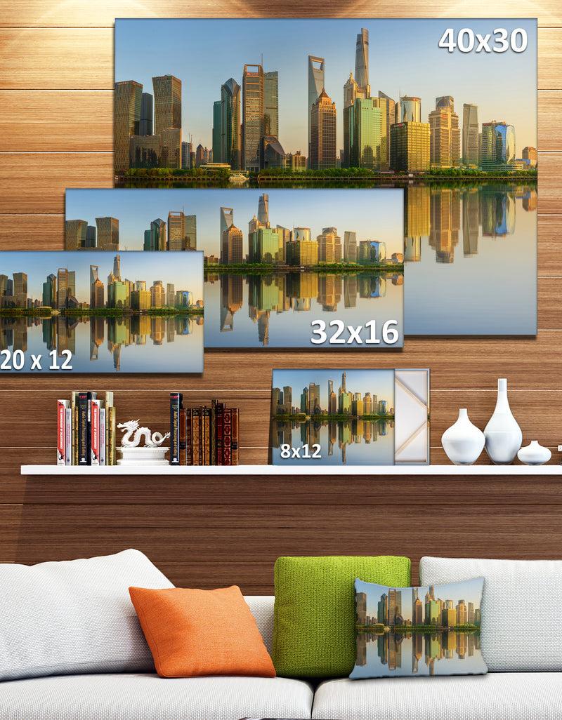 DesignQ Shanghai Huangpu River At Sunset - Modern Cityscape Wall Art