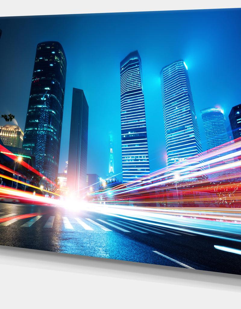 DesignQ Shanghai Lujiazui Finance At Night - Cityscape Canvas Print