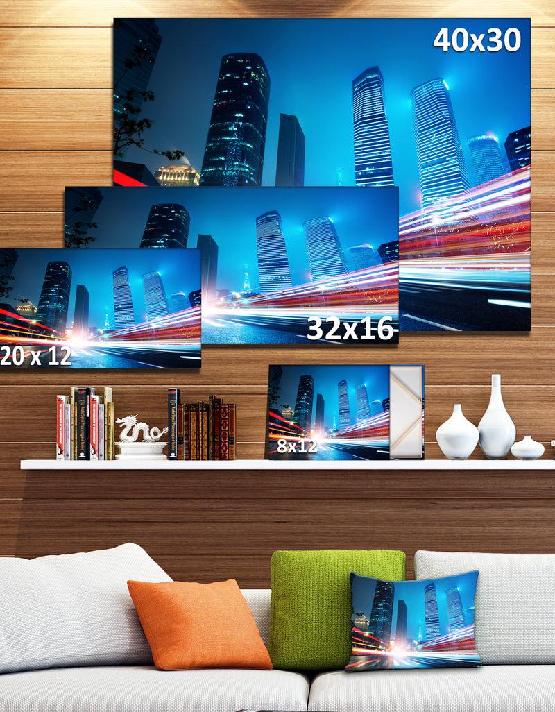 DesignQ Shanghai Lujiazui Finance At Night - Cityscape Canvas Print