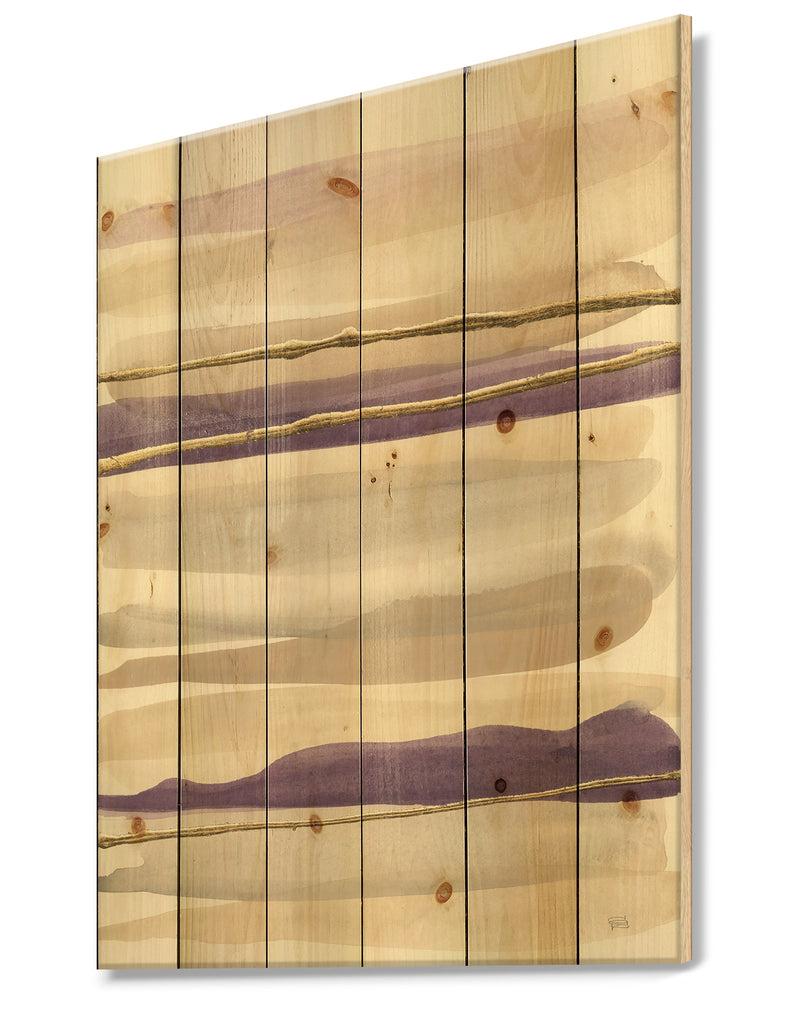 DesignQ Shape Of Glam Purple I - Shabby Chic Print On Natural Pine Wood