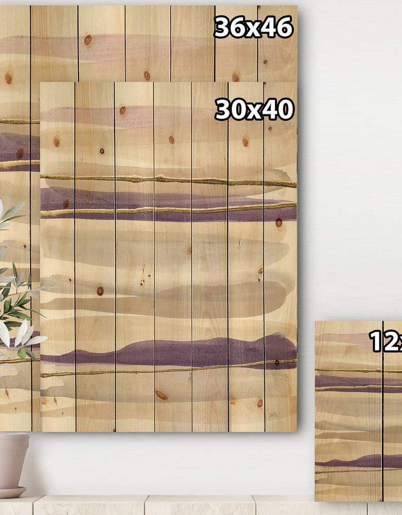 DesignQ Shape Of Glam Purple I - Shabby Chic Print On Natural Pine Wood