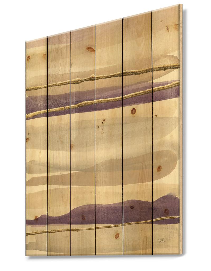 DesignQ Shape Of Glam Purple III - Shabby Chic Print On Natural Pine Wood
