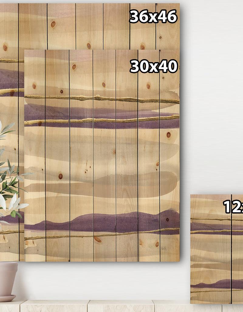 DesignQ Shape Of Glam Purple III - Shabby Chic Print On Natural Pine Wood