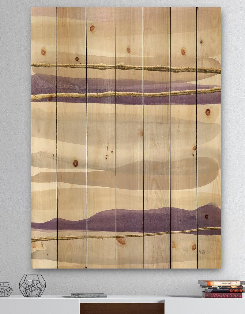 DesignQ Shape of Glam Purple III - Shabby Chic Print on Natural Pine Wood