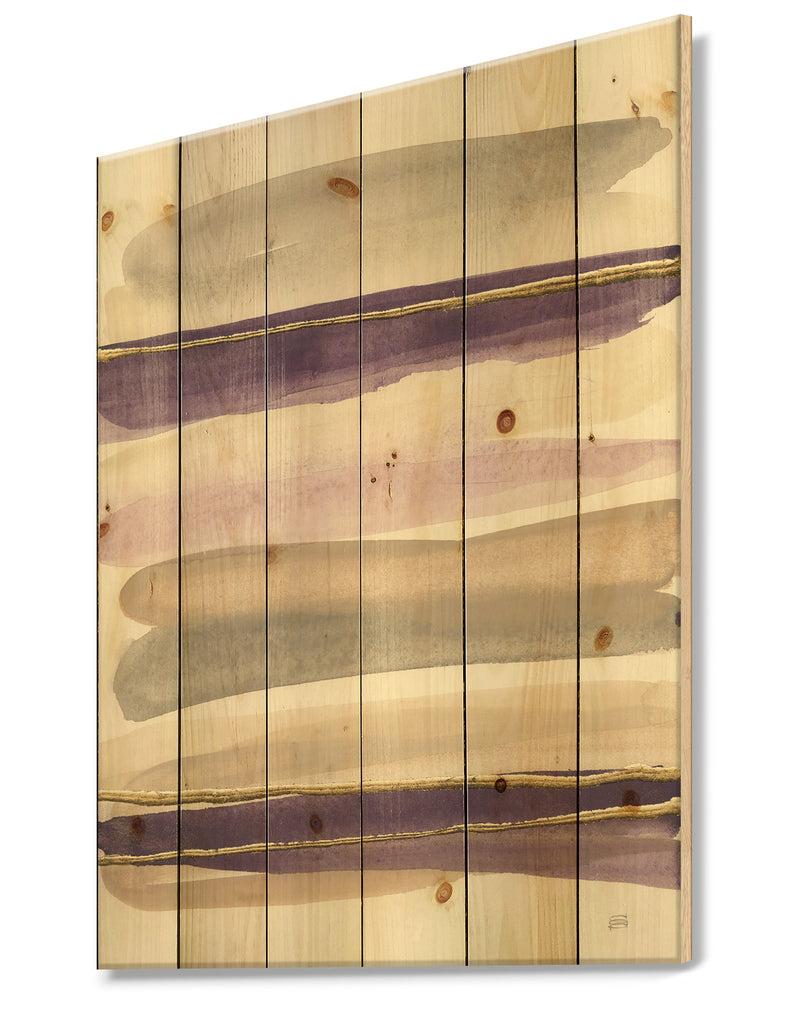 DesignQ Shape Of Glam Purple - Shabby Chic Print On Natural Pine Wood