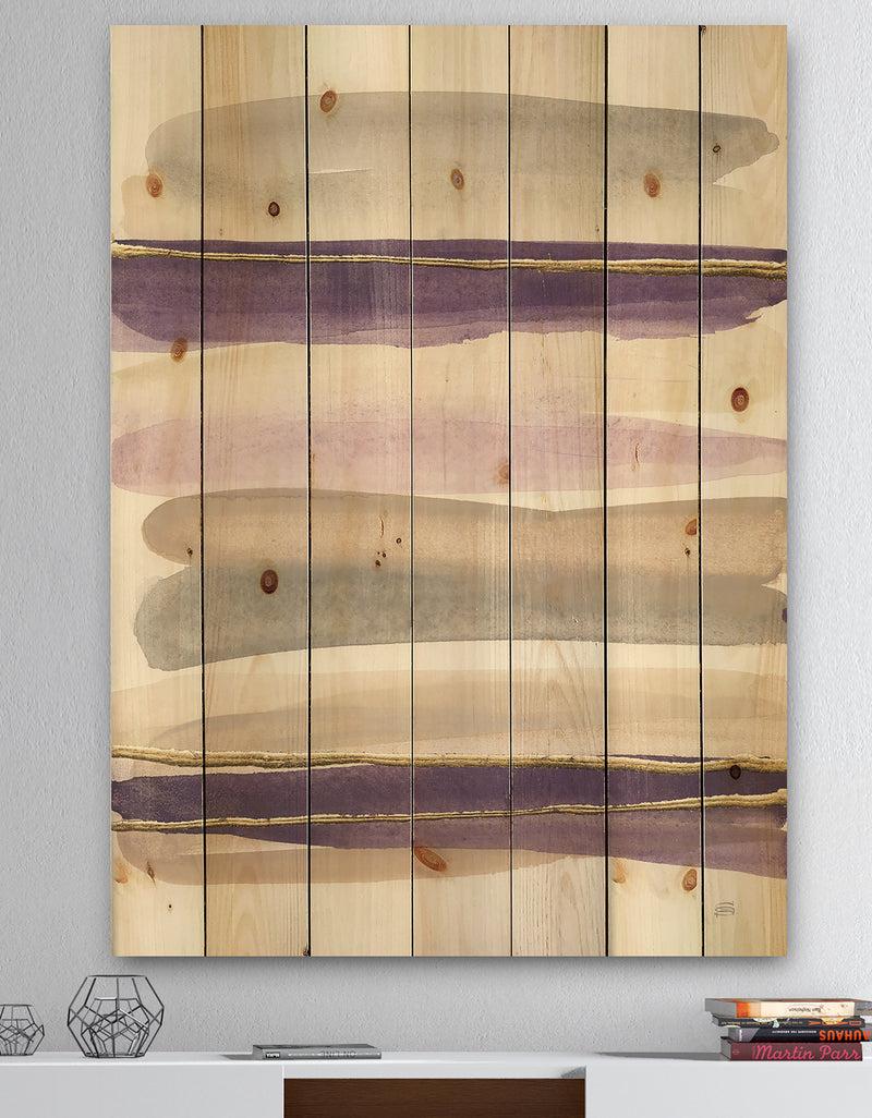 DesignQ Shape of Glam Purple - Shabby Chic Print on Natural Pine Wood