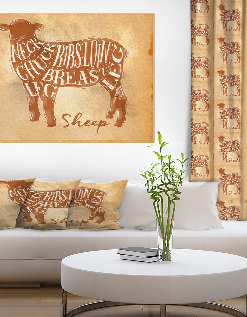 DesignQ Sheep Lamb Cutting Scheme Craft - Farmhouse Animal Painting Print On Wrapped Canvas