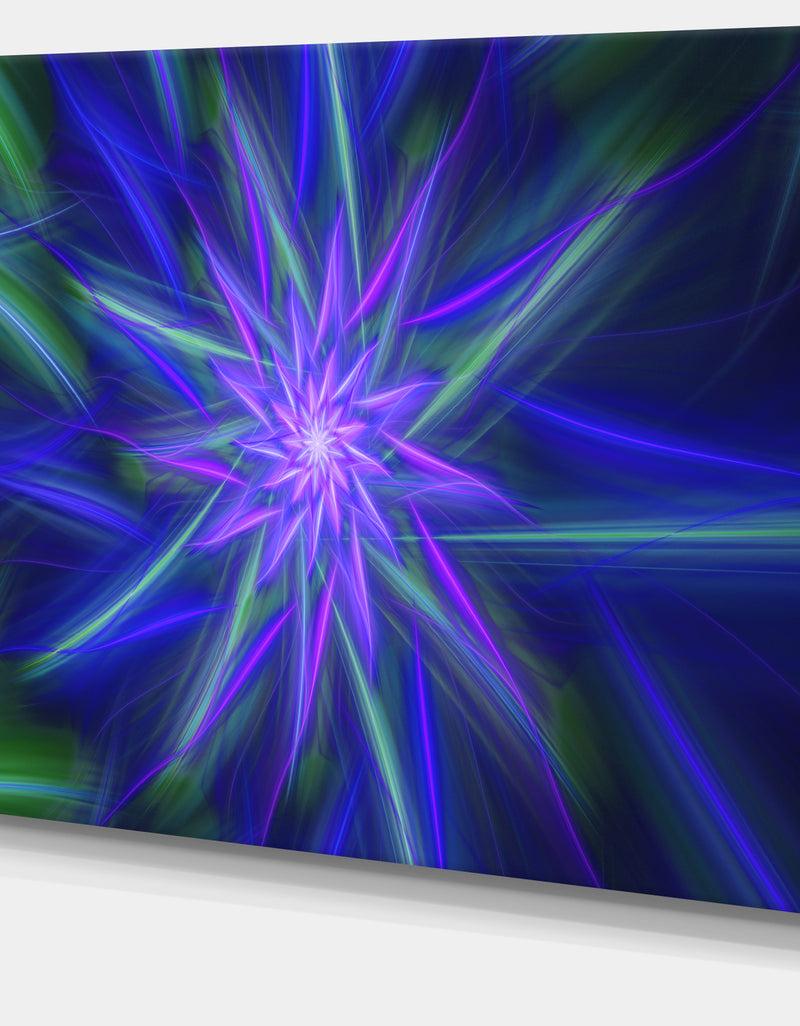 DesignQ Shining Blue Exotic Fractal Flower - Extra Large Floral Canvas Art Print