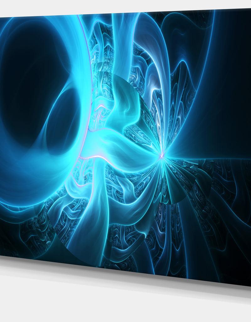 DesignQ Shining Bright Blue On Black - Abstract Wall Art Canvas