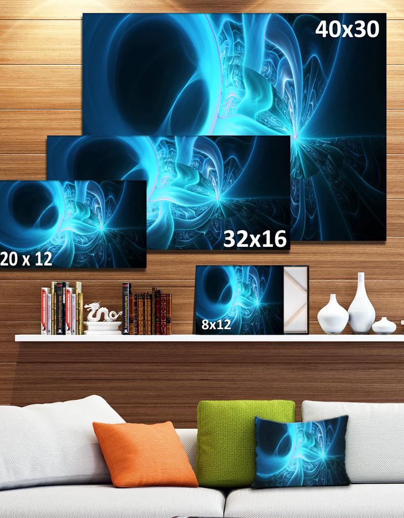 DesignQ Shining Bright Blue On Black - Abstract Wall Art Canvas