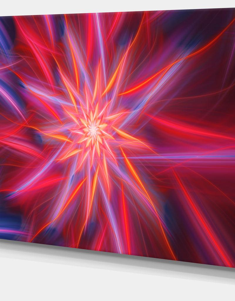 DesignQ Shining Red Purple Exotic Flower - Floral Wall Art On Canvas