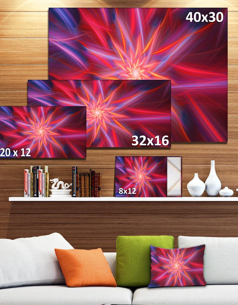 DesignQ Shining Red Purple Exotic Flower - Floral Wall Art On Canvas