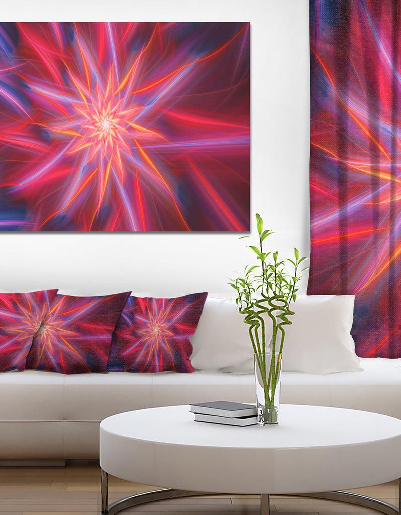 DesignQ Shining Red Purple Exotic Flower - Floral Wall Art on Canvas