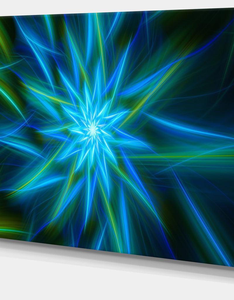 DesignQ Shining Turquoise Exotic Flower - Extra Large Floral Canvas Art Print